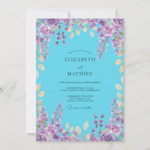 Invitación Boda glicina lila azul celeste