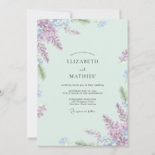 Invitación Boda glicina vincapervinca menta tropical