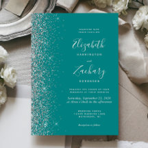 Boda Glitter Borde Azul Teal Moderno Plata