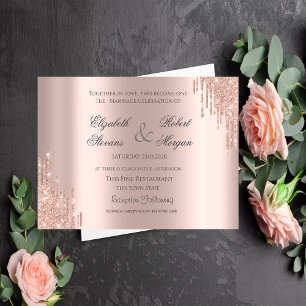 Invitación Boda Glitter Rosa Oro Elegante
