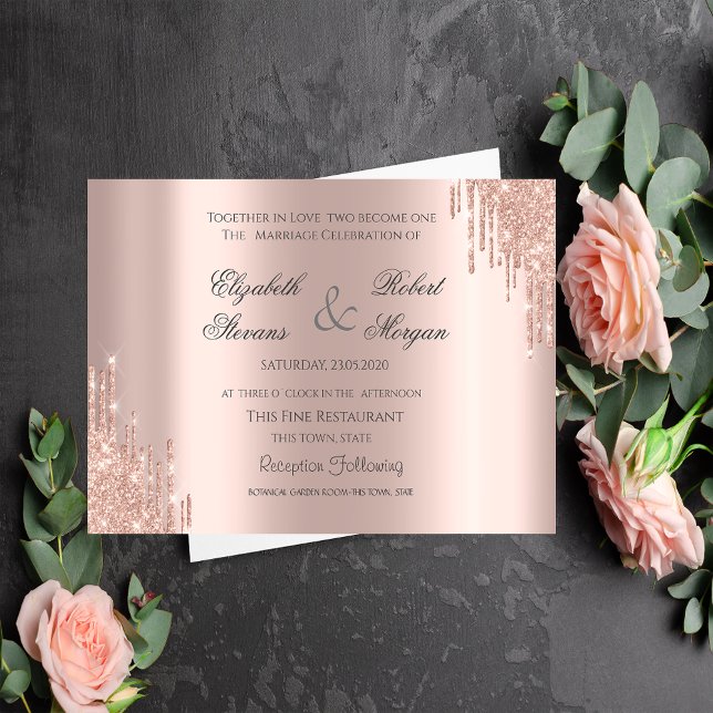 Invitación Boda Glitter Rosa Oro Elegante (Subido por el creador)