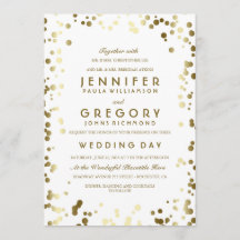 Boda Gold Confetti Blanco Moderno y Elegante