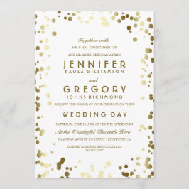 Invitación Boda Gold Confetti Blanco Moderno y Elegante