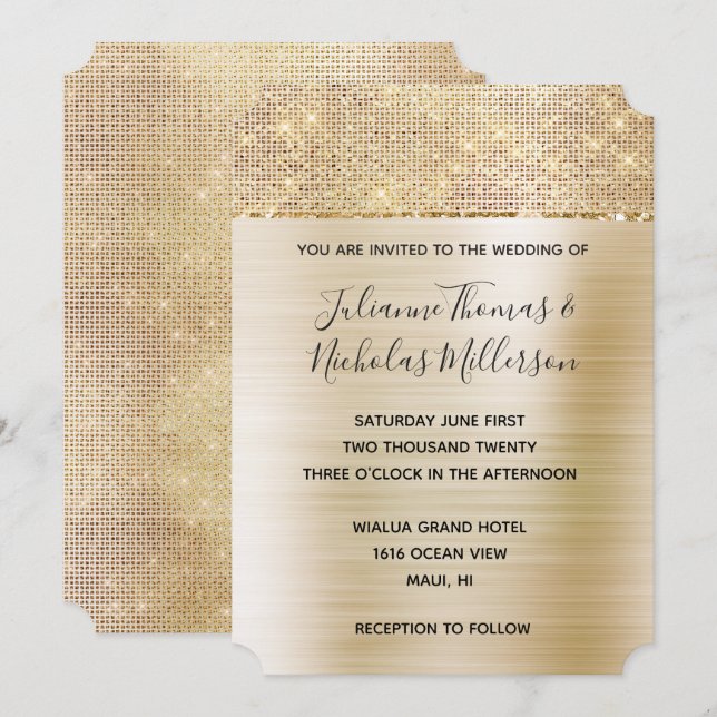 Invitación Boda Gold Glam Glitz (Anverso / Reverso)