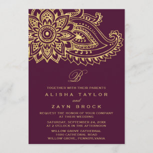 Invitación Boda Gold Indian Paisley