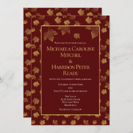 Invitación Boda Gold Leaf Burgundy Marsala