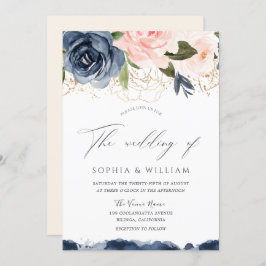 Invitación Boda Gold Leaf de Marina y Rubor Watercolor Floral