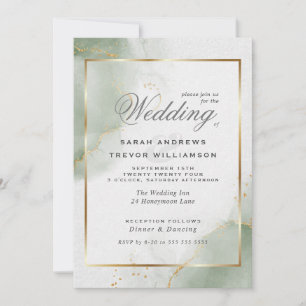 Invitación Boda Gold Muted Sage Green