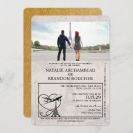 Invitación Boda Gold Paris Passport