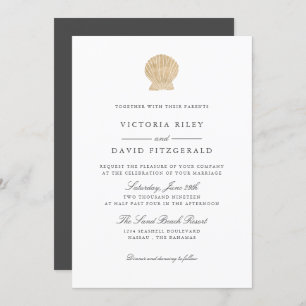 Invitación Boda Gold Seashell Elegant Ocean Beach