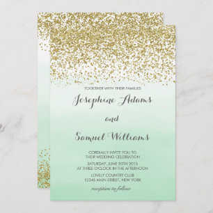 Invitación Boda Gold y Mint Green
