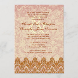 Invitación Boda Gold y Rubor Lace y Grunge Damask V01