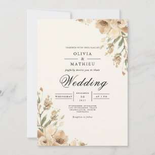Invitación Boda Golden Bloom Romance