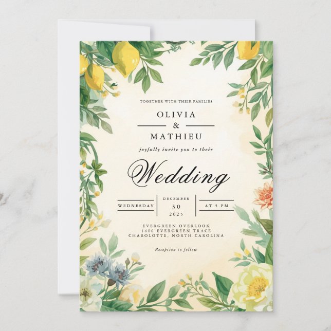 Invitación Boda Golden Citrus Blossom (Anverso)