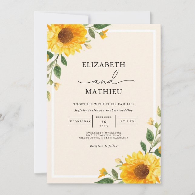 Invitación Boda Golden Floral (Anverso)