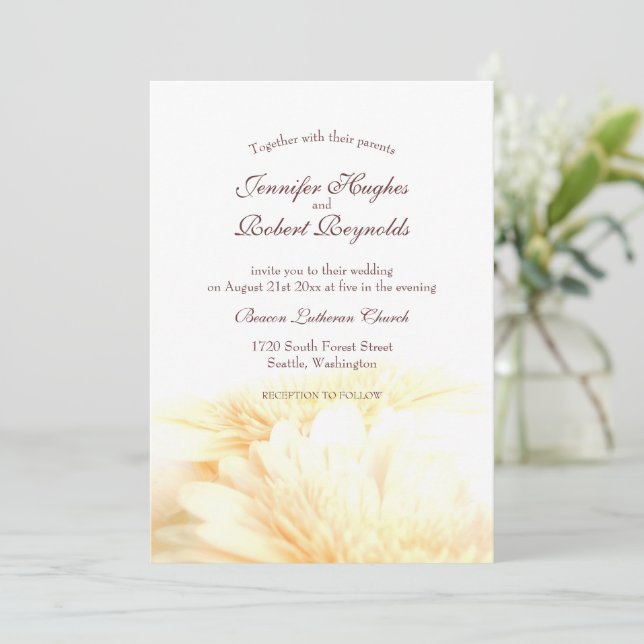 Invitación Boda Golden Floral (Anverso de pie)