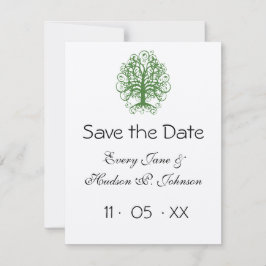 Invitación Boda Golden Green Swirl Tree Roots
