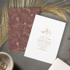 Invitación Boda Golden Leaf Bridal Shower Gold/Brgdy ID655
