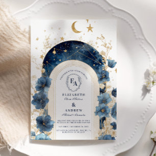 Invitación Boda Golden Moonlit Floral Dreams
