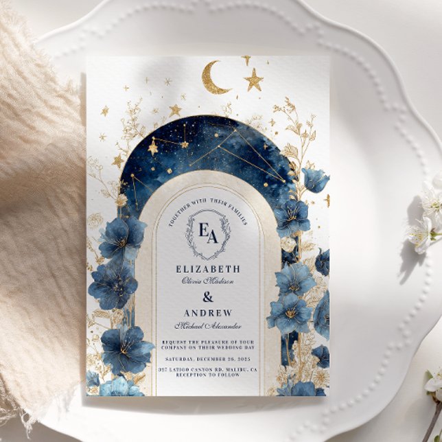 Invitación Boda Golden Moonlit Floral Dreams (Subido por el creador)