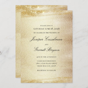 Invitación Boda Golden Rhapsody Elegante Sparkling Gold Inv