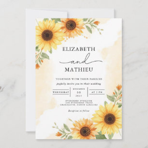 Invitación Boda Golden Sunflower Vista