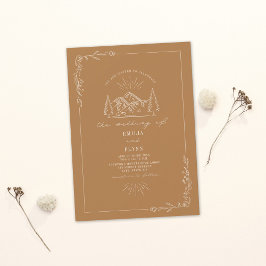 Invitación Boda Goldenrod de Line Art Woodland Mountain