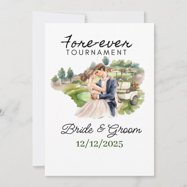 Invitación BODA GOLF Bride y Groom Golfer Golf Balls (Anverso)