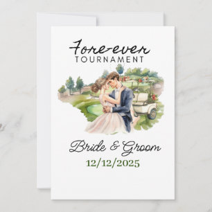 Invitación BODA GOLF Bride y Groom Golfer Golf Balls