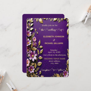 Invitación Boda Gorgeous Purple and Gold Royale