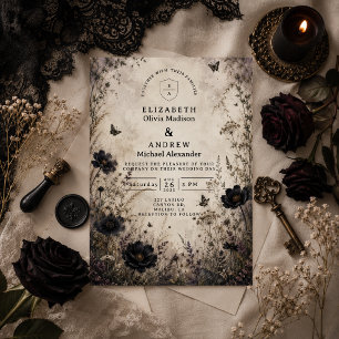 Invitación Boda Gótica Boho Oscura