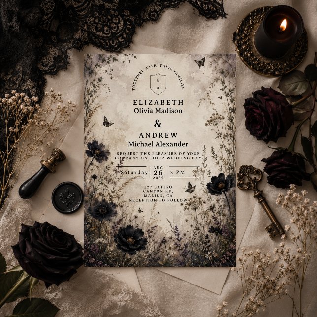 Invitación Boda Gótica Boho Oscura (Subido por el creador)