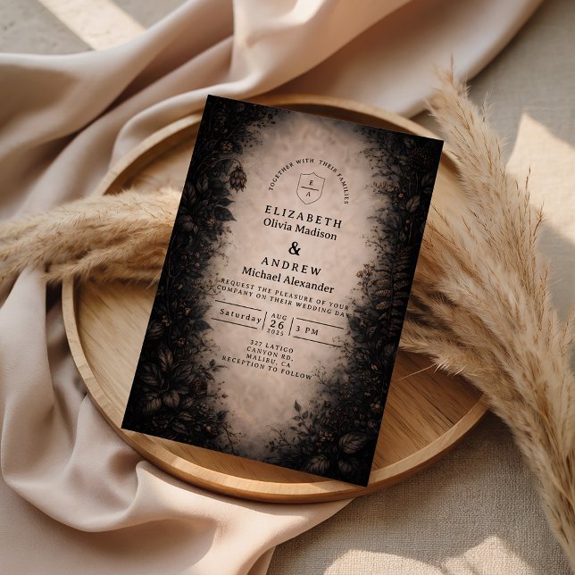 Invitación Boda gótica botánica de medianoche (Subido por el creador)
