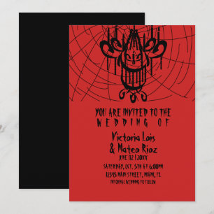 Invitación Boda Gótica Candil Araña Rojo Negro   