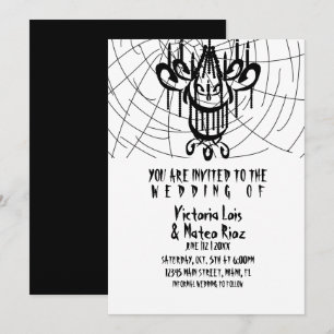 Invitación Boda Gótica Candil Araña Telaraña Negra   