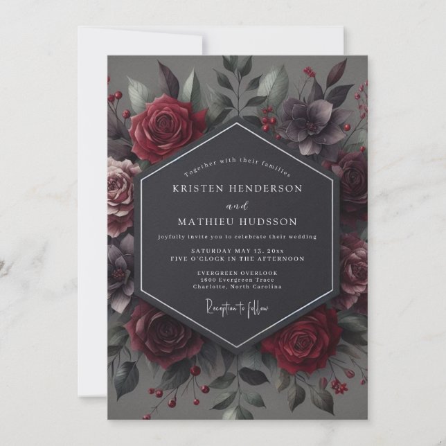 Invitación Boda Gótica Claret (Anverso)