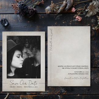 Invitación Boda gótica con fotos salva la fecha