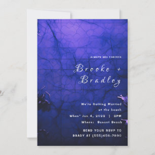 Invitación Boda gótica de azul brillante y oscuro