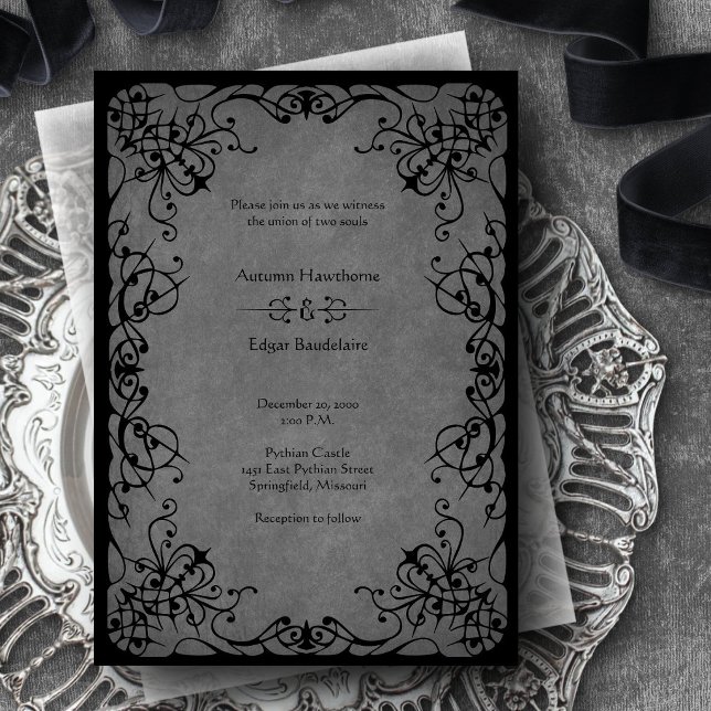 Invitación Boda Gótica de Encaje Negro (Subido por el creador)
