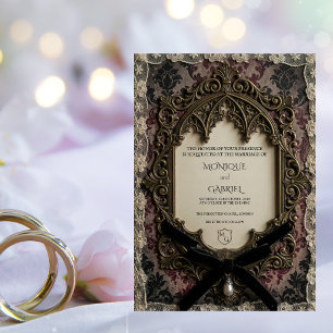 Invitación Boda Gótica de Encaje Victoriano Rococó de Lujo