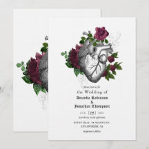 Boda gótica de Halloween con corazón floral capric