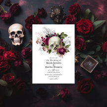 Boda gótica de Halloween cráneo floral Marsala