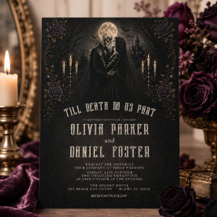 Invitación Boda Gótica de Halloween Hasta que la Muerte nos S