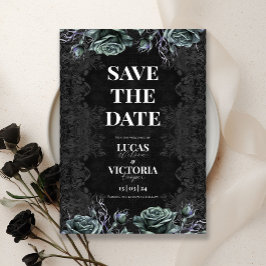 Invitación Boda gótica de Moody, Victoria, salva la fecha