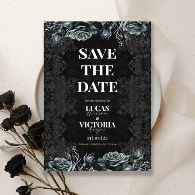 Invitación Boda gótica de Moody, Victoria, salva la fecha (Subido por el creador)