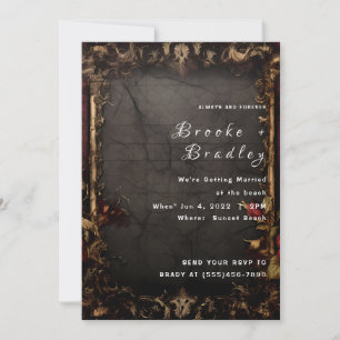 Invitación Boda Gótica de Piedra Negra Agrietada