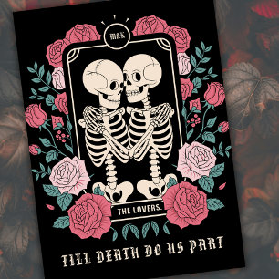 Invitación Boda Gótica de Tarot de Amantes Hasta que la Muert