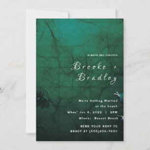 Invitación Boda gótica de verde oscuro y forestal