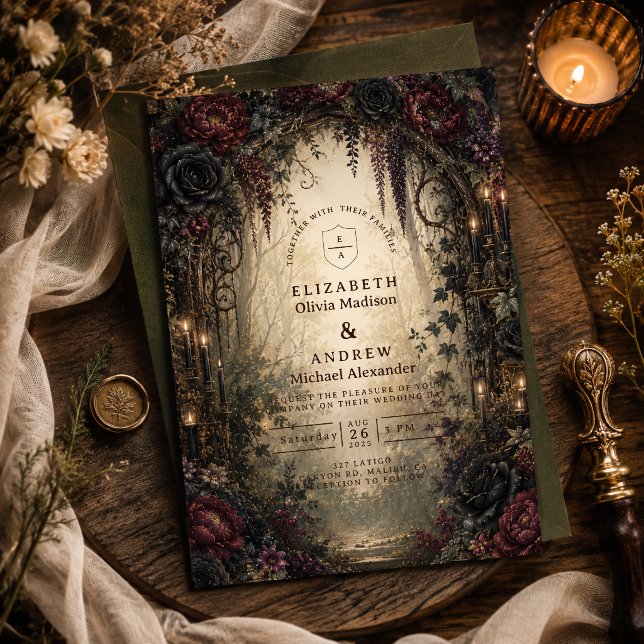 Invitación Boda gótica en el bosque (Subido por el creador)