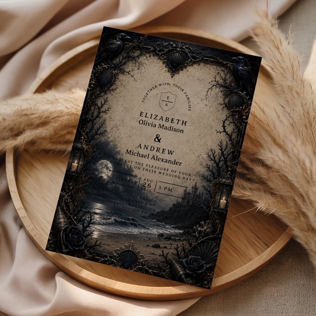 Invitación Boda gótica en la playa oscura (Subido por el creador)